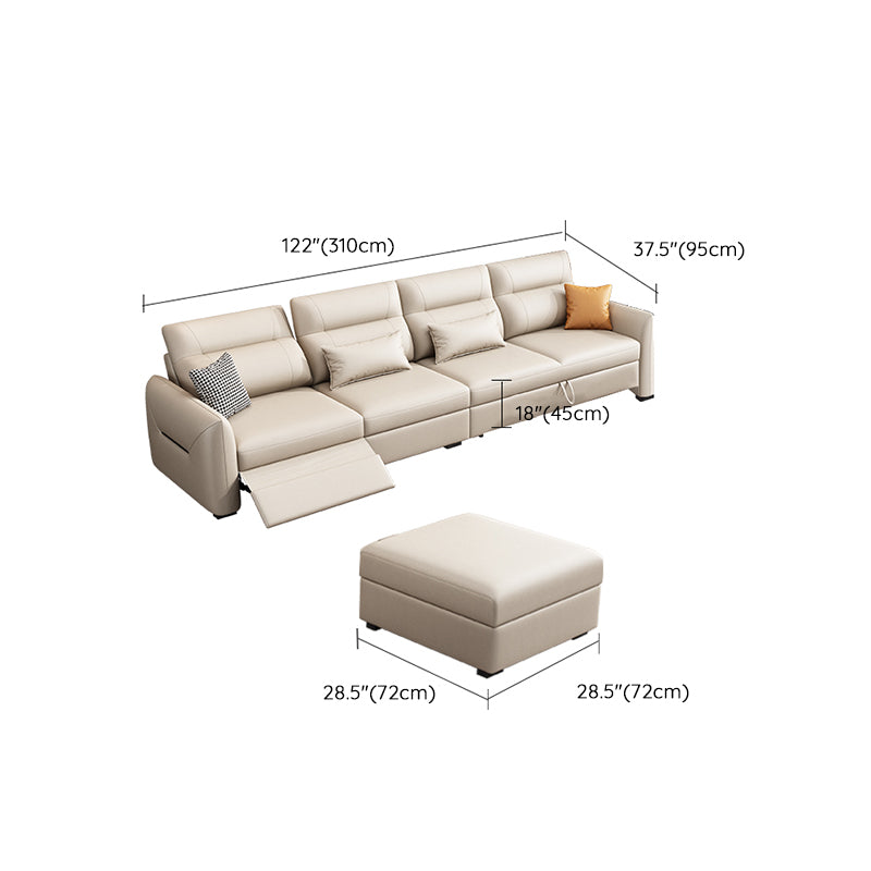 Scandinavian Futon Sofa Bed Square Arms with Storage Cushion Back Leather