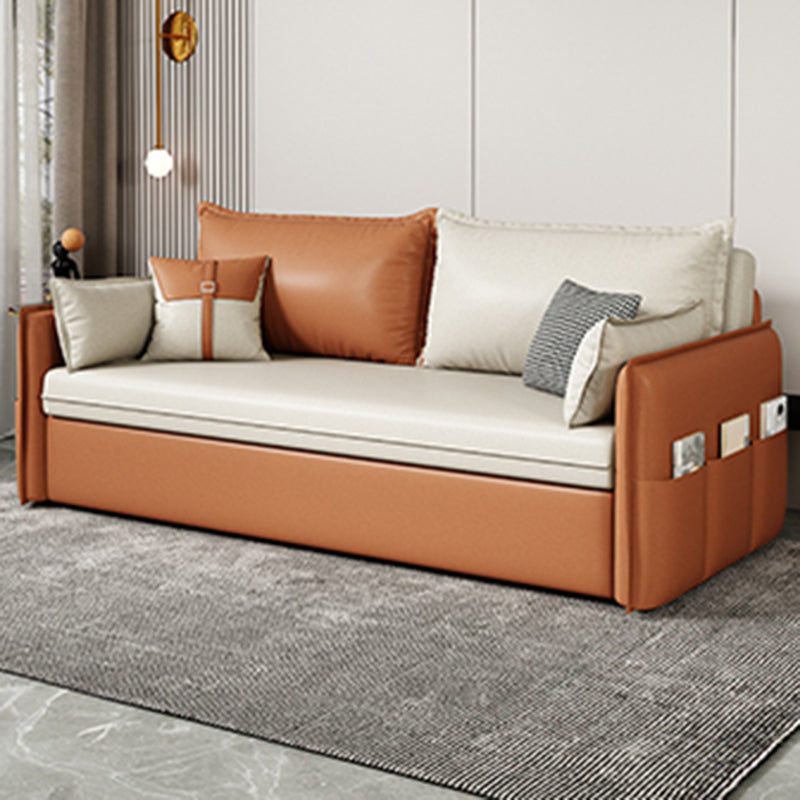 32" Wide Scandinavian Sleeper Sofa Futon Faux Leather Sleeper Sofa