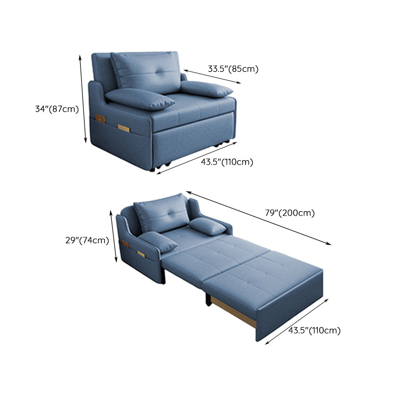 33" Wide Scandinavian Sleeper Sofa Futon Blue Storage Sleeper Sofa