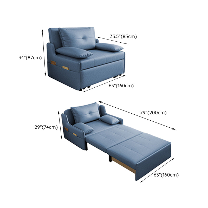 33" Wide Scandinavian Sleeper Sofa Futon Blue Storage Sleeper Sofa