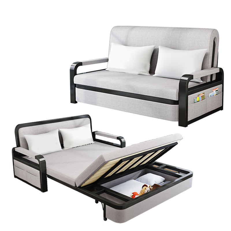 Contemporary Foldable Futon Sleeper Gray Futon and Mattress with Storage