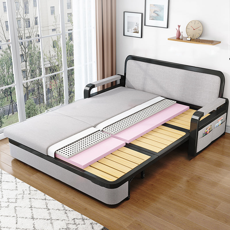 Contemporary Foldable Futon Sleeper Gray Futon and Mattress with Storage