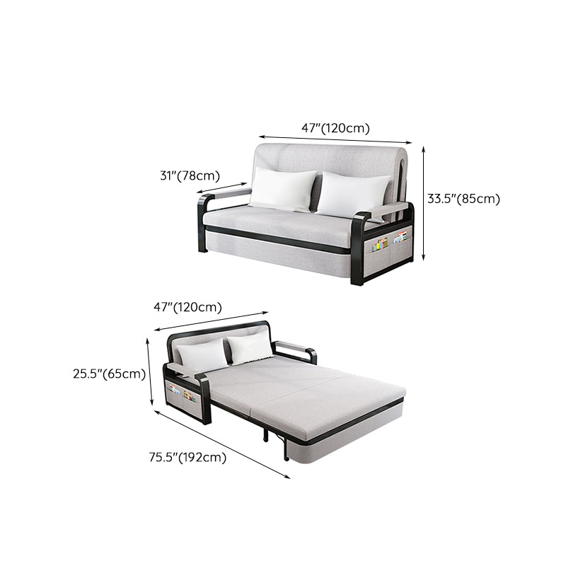 Contemporary Foldable Futon Sleeper Gray Futon and Mattress with Storage