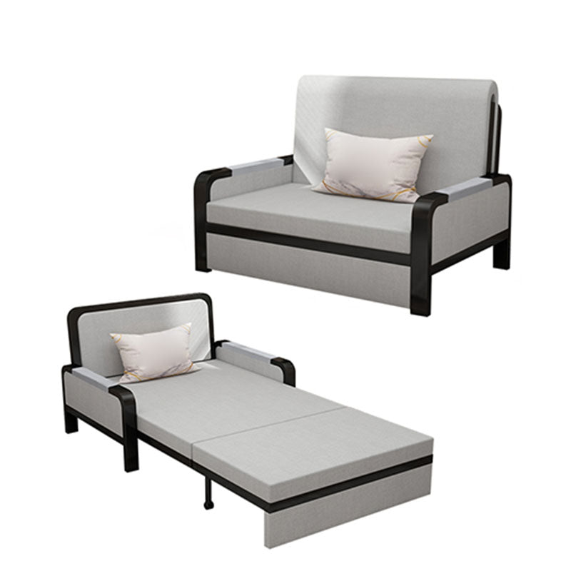 Contemporary Foldable Futon Sleeper Light Gray Futon and Mattress with Storage