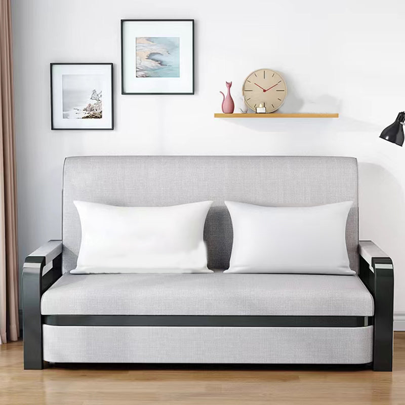 Contemporary Foldable Futon Sleeper Light Gray Futon and Mattress with Storage