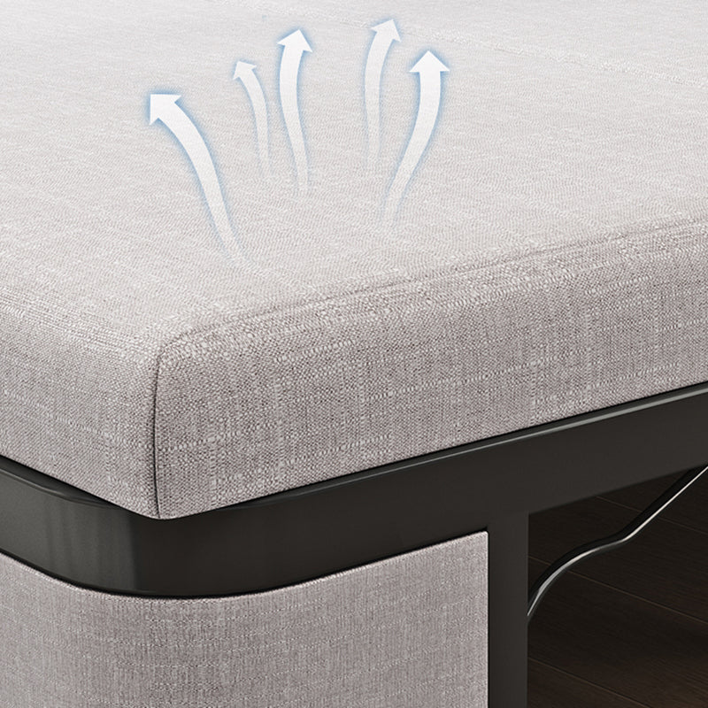 Contemporary Foldable Futon Sleeper Light Gray Futon and Mattress with Storage