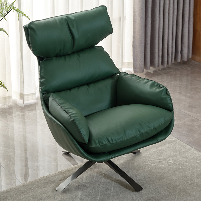 Contemporary Solid Color Arm Chair 4-Star Base Flared Arms Chair