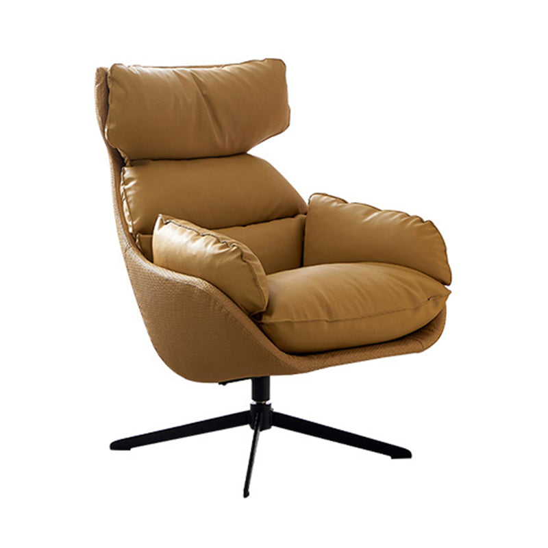 Contemporary Solid Color Arm Chair 4-Star Base Flared Arms Chair