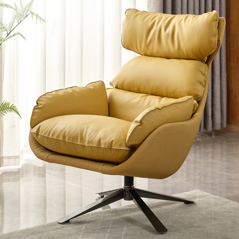 Contemporary Solid Color Arm Chair 4-Star Base Flared Arms Chair