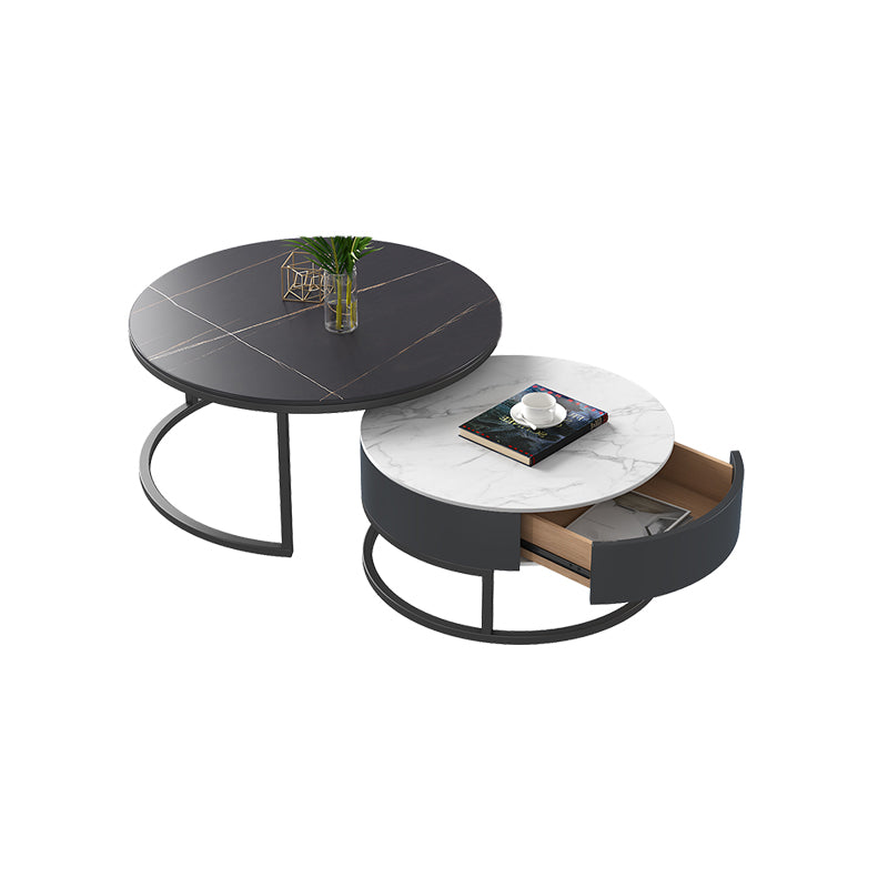 Frame 2 Nesting Coffee Table Set Modern Slate Cocktail Table with Drawer