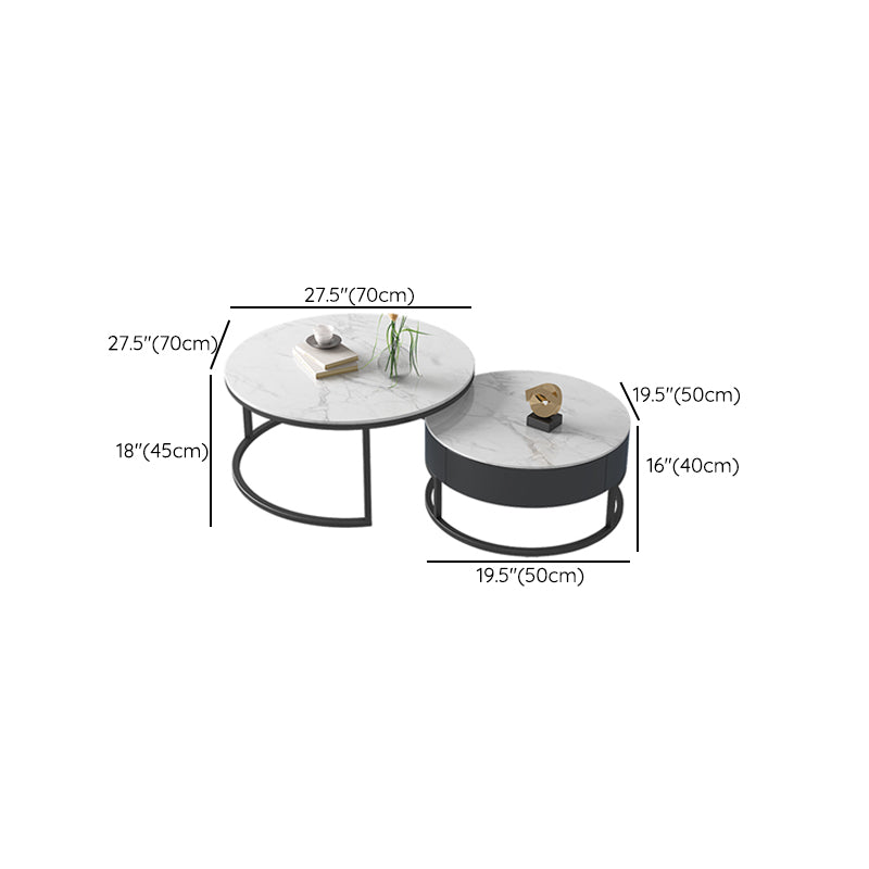 Frame 2 Nesting Coffee Table Set Modern Slate Cocktail Table with Drawer
