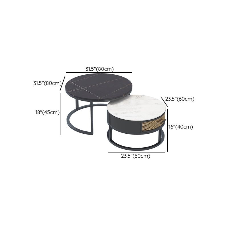 Frame 2 Nesting Coffee Table Set Modern Slate Cocktail Table with Drawer