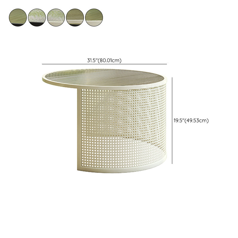 Round GlassCoffee Table Tropical No Distressing Coffee Table Set with Shelf