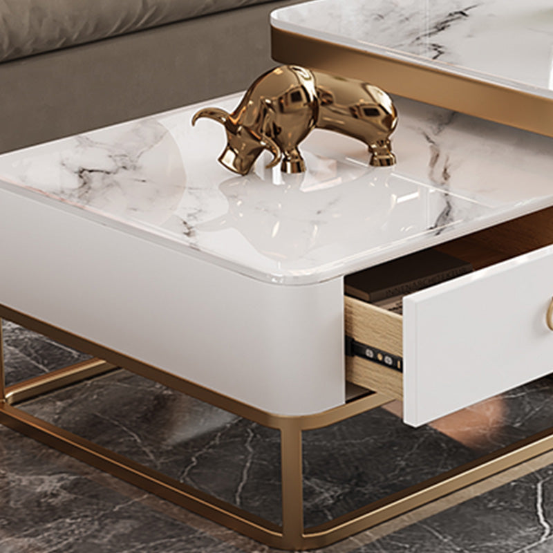 Frame Slate Coffee Table Glam Nesting Coffee Table Set with Drawer