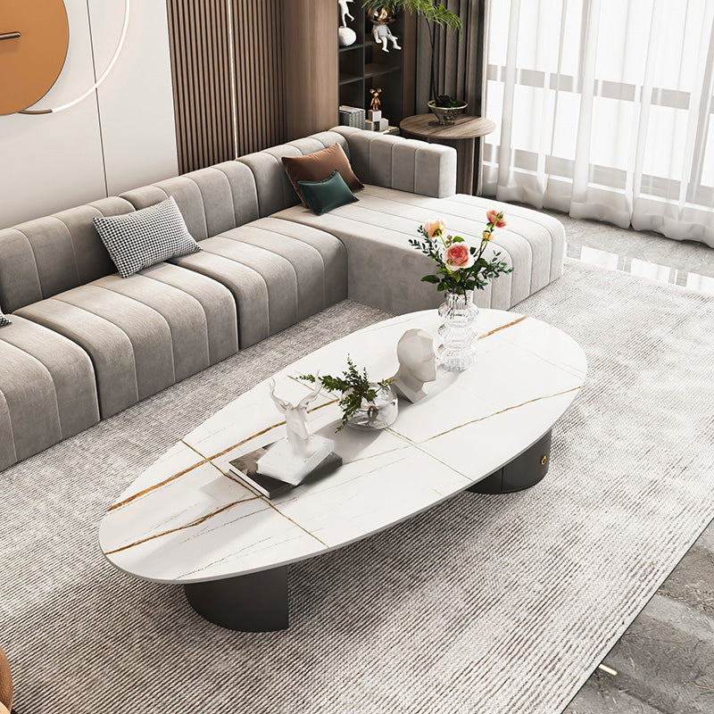 2 Legs Single Coffee Table Slate Oval Coffee Table with Storage