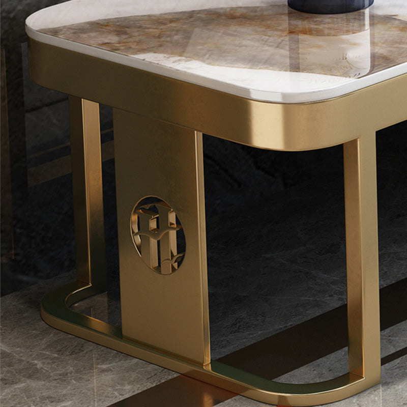 Slate Coffee Table Glam Frame Nesting Coffee Table Set with Drawer
