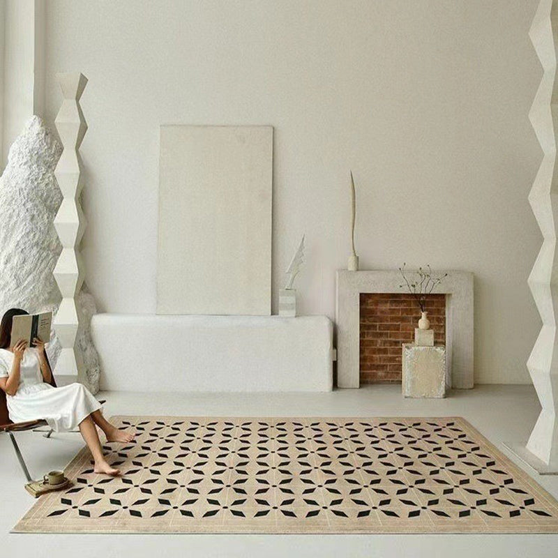 Brown Casual Rug Pattern Polyester Indoor Rug Tear Resistant Rug for Living Room
