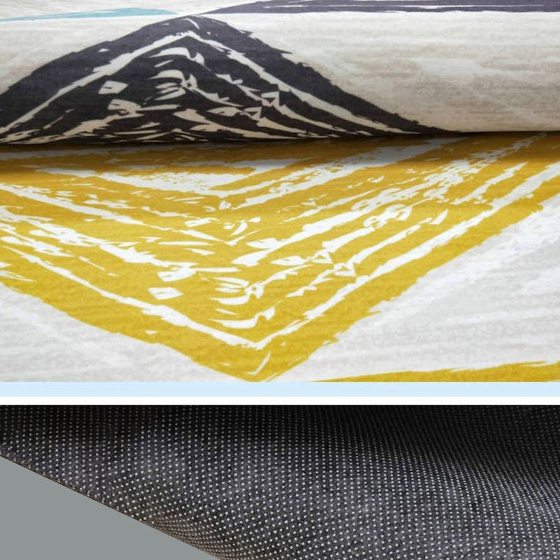 Black Modern Carpet Geometry Polyester Carpet Washable Carpet for Drawing Room