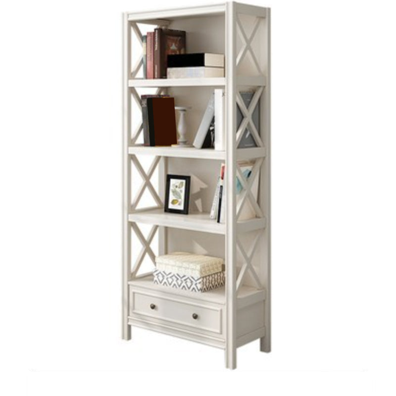 Wooden Standard Bookshelf Contemporary Closed Back Bookcase with Drawers