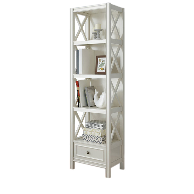 Wooden Standard Bookshelf Contemporary Closed Back Bookcase with Drawers