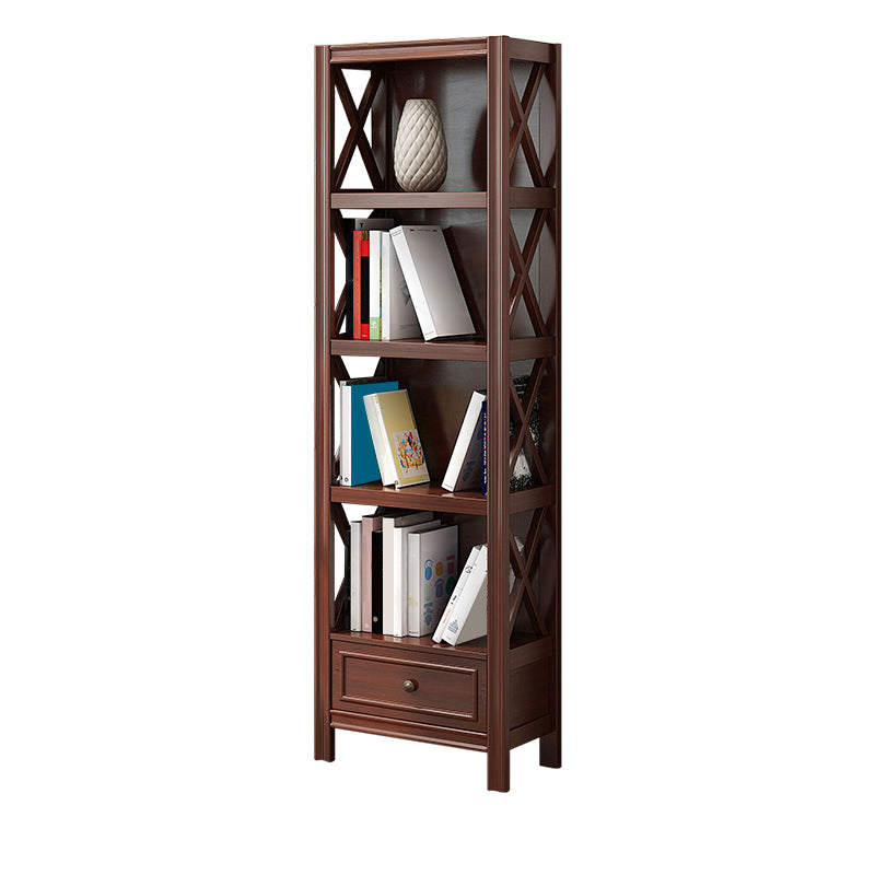 Wooden Standard Bookshelf Contemporary Closed Back Bookcase with Drawers