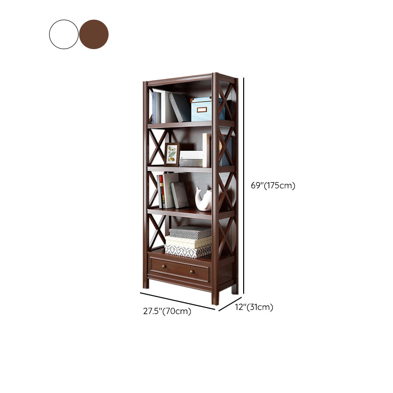 Wooden Standard Bookshelf Contemporary Closed Back Bookcase with Drawers