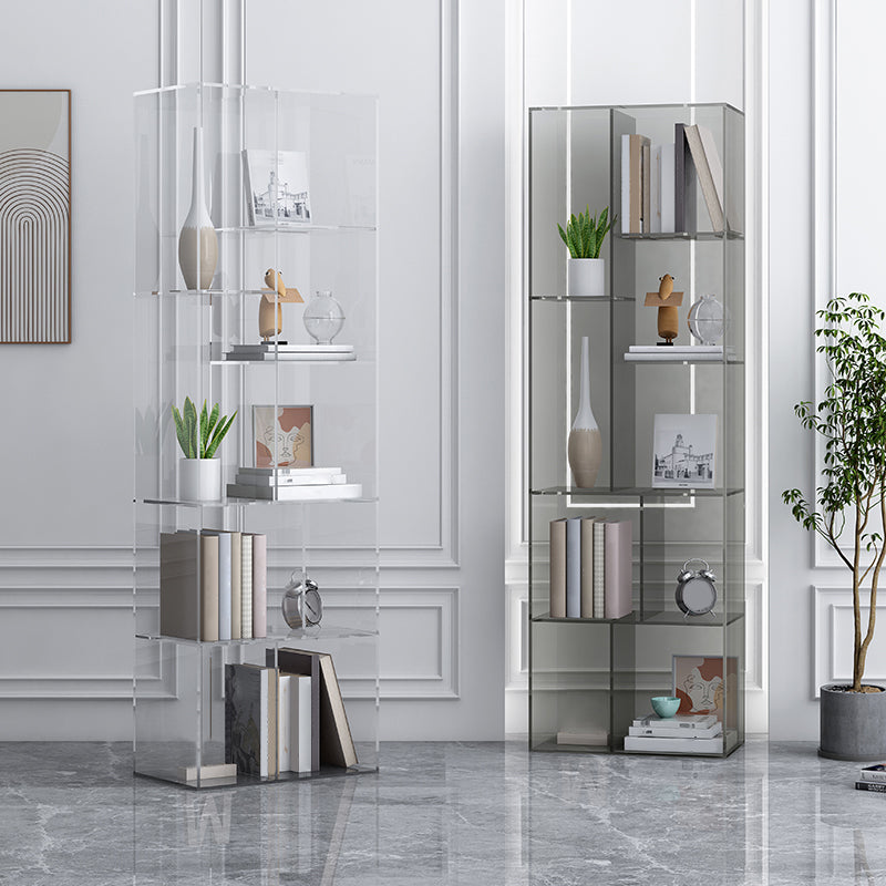 Modern Closed Back Standard Bookshelf Acrylic Bookcase with Shelves for Study Room
