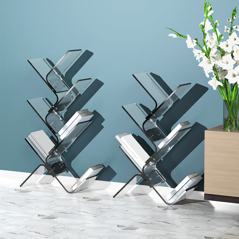 Modern Open Back Standard Bookshelf Acrylic Bookcase with Shelves for Study Room