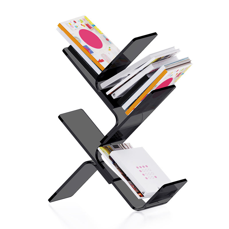 Modern Open Back Standard Bookshelf Acrylic Bookcase with Shelves for Study Room