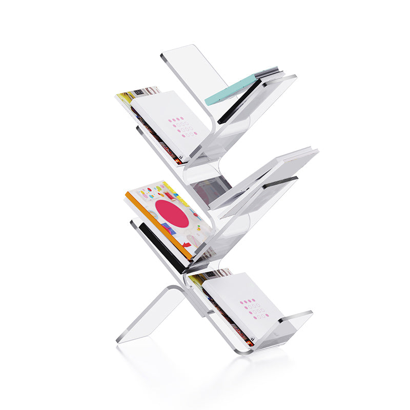 Modern Open Back Standard Bookshelf Acrylic Bookcase with Shelves for Study Room