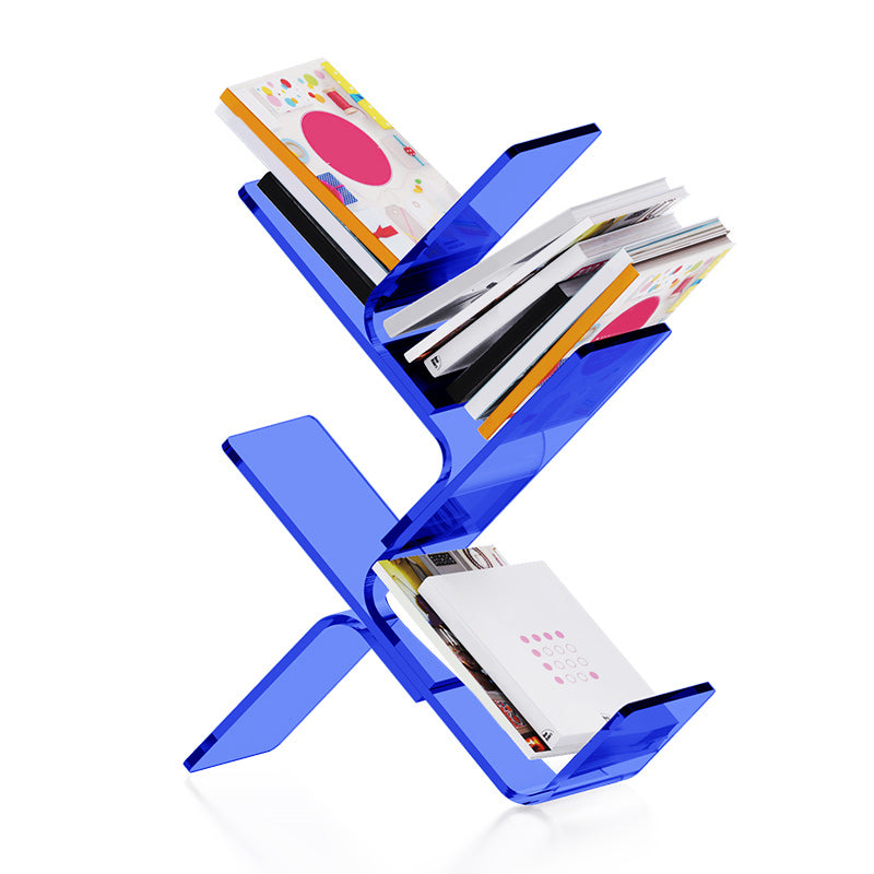 Modern Open Back Standard Bookshelf Acrylic Bookcase with Shelves for Study Room