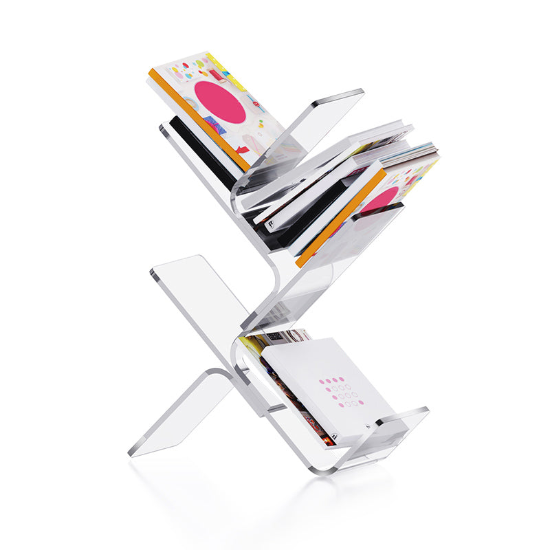 Modern Open Back Standard Bookshelf Acrylic Bookcase with Shelves for Study Room