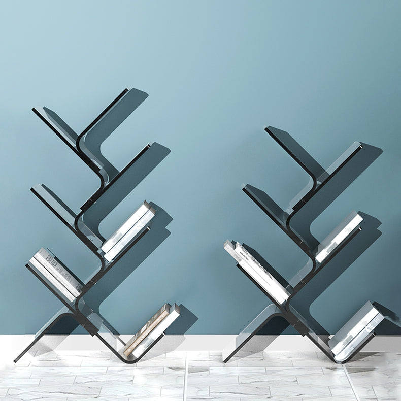 Modern Open Back Standard Bookshelf Acrylic Bookcase with Shelves for Study Room