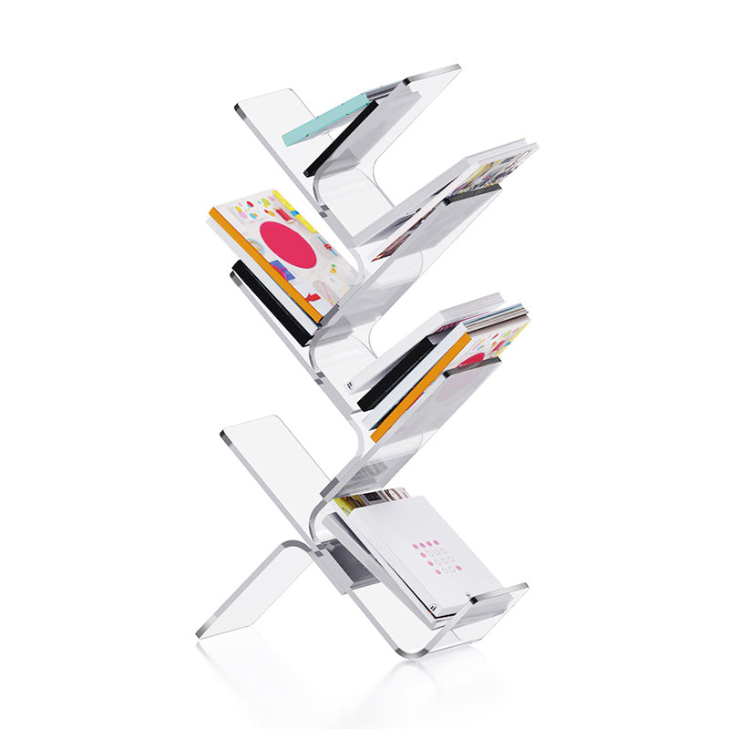 Modern Open Back Standard Bookshelf Acrylic Bookcase with Shelves for Study Room