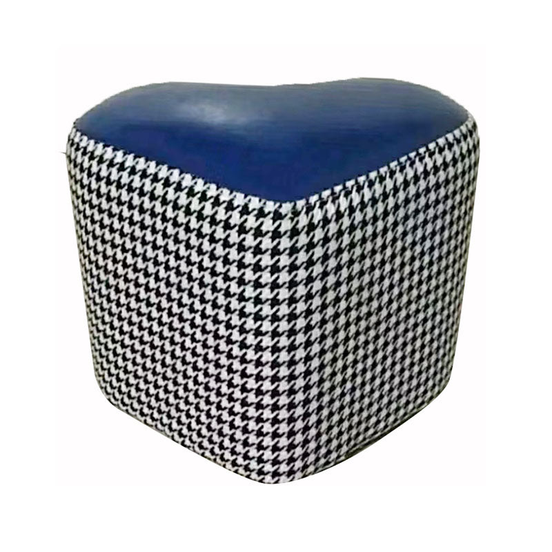 Modern Pouf Ottoman Faux Leather Upholstered Houndstooth Heart Shape Ottoman