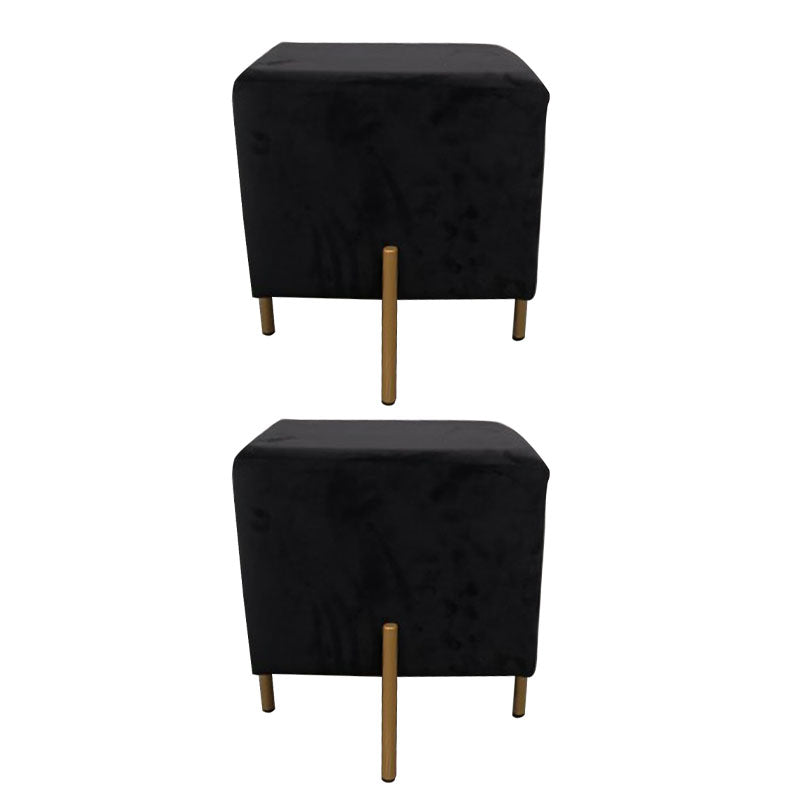 Glam Pouf Ottoman Velvet Upholstered Solid Color Square Ottoman with Metal Legs