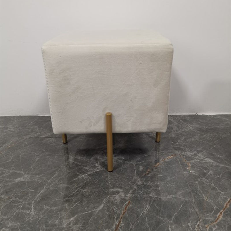 Glam Pouf Ottoman Velvet Upholstered Solid Color Square Ottoman with Metal Legs