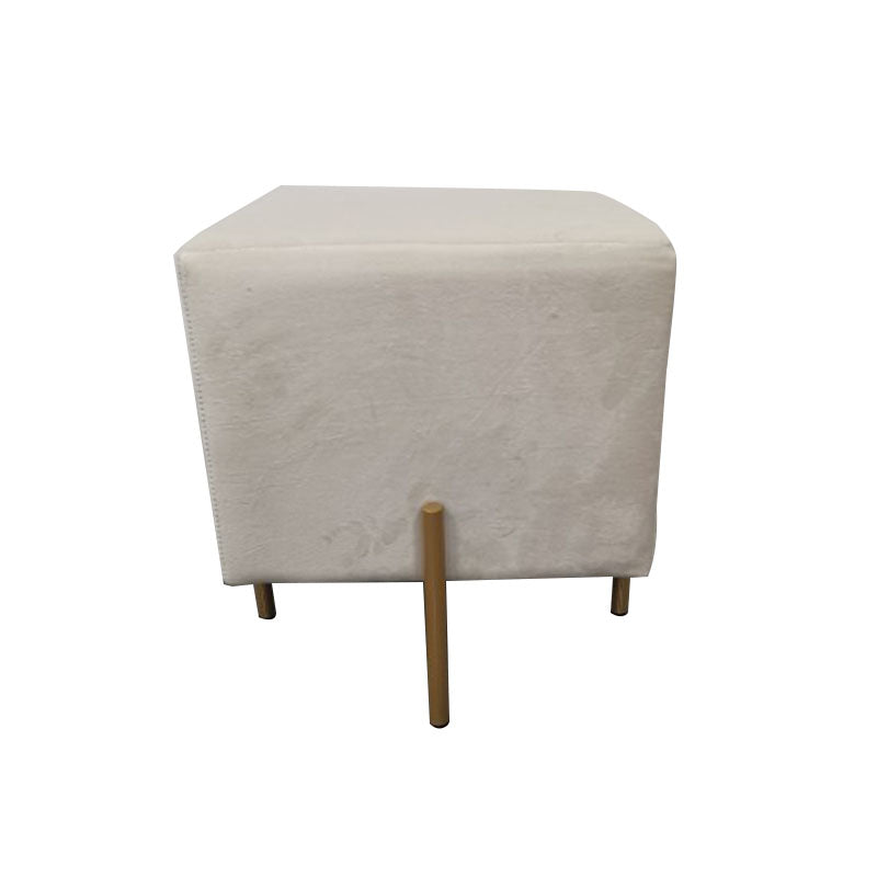Glam Pouf Ottoman Velvet Upholstered Solid Color Square Ottoman with Metal Legs