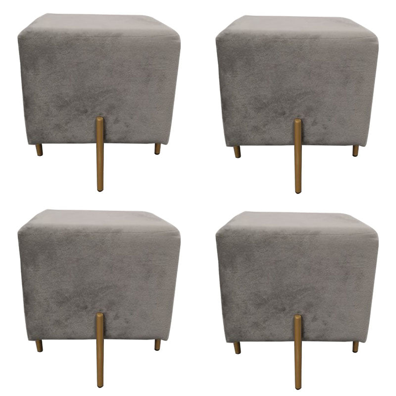 Glam Pouf Ottoman Velvet Upholstered Solid Color Square Ottoman with Metal Legs