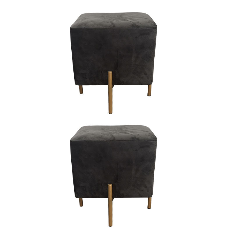 Glam Pouf Ottoman Velvet Upholstered Solid Color Square Ottoman with Metal Legs