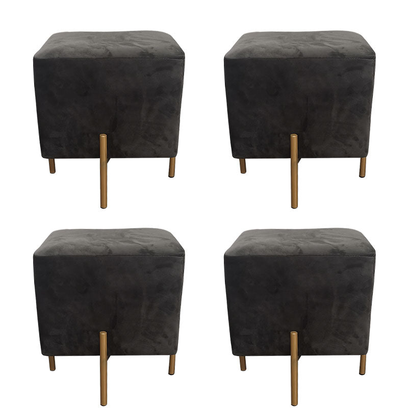 Glam Pouf Ottoman Velvet Upholstered Solid Color Square Ottoman with Metal Legs