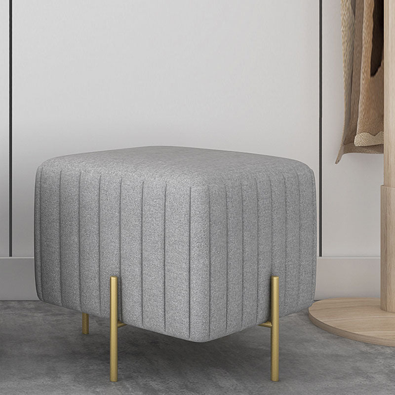 Modern Pouf Ottoman Velvet Upholstered Solid Color Square Ottoman with Metal Legs