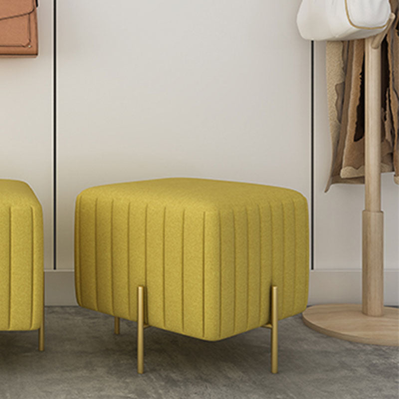 Modern Pouf Ottoman Velvet Upholstered Solid Color Square Ottoman with Metal Legs