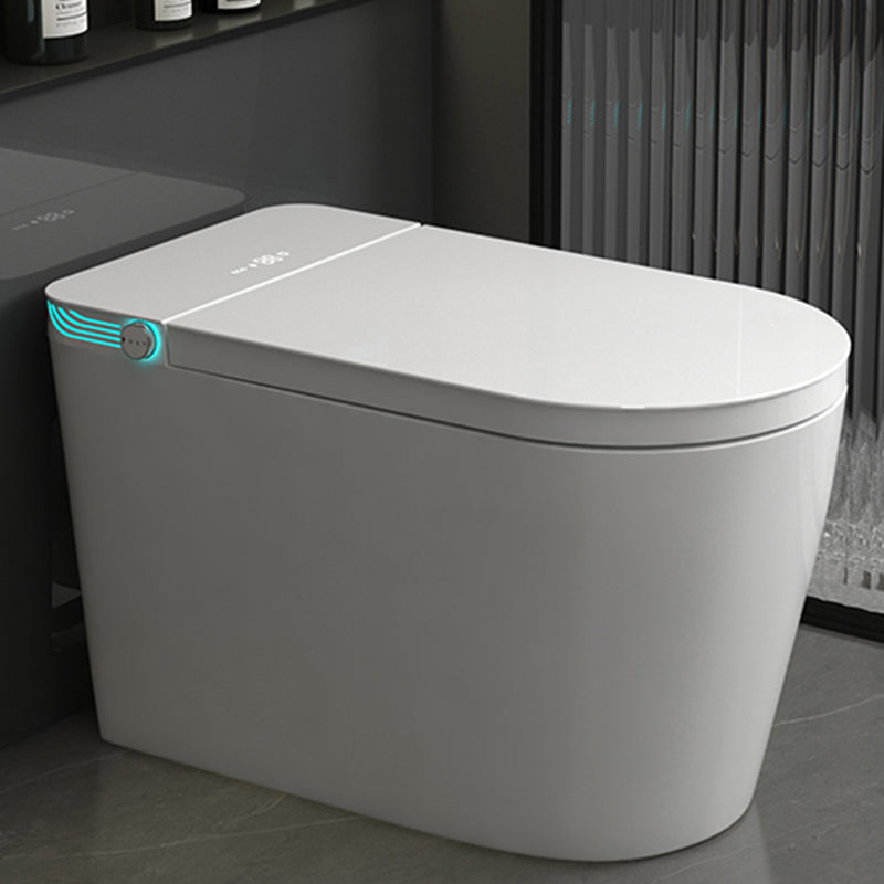 Modern Floor Mount Flush Toilet Heated Seat Included White Toilet Bowl for Washroom