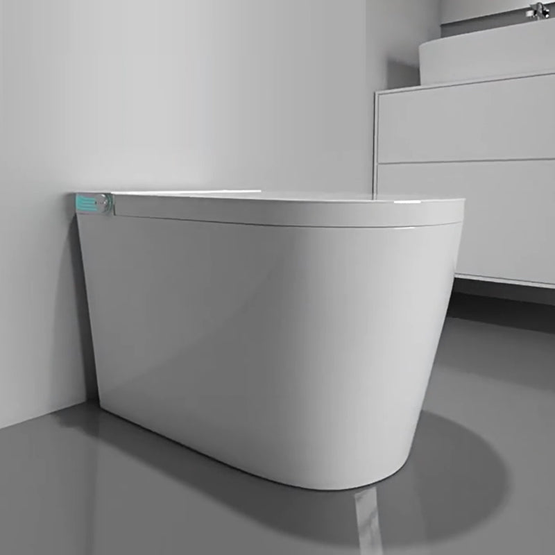 Modern Floor Mount Flush Toilet Heated Seat Included White Toilet Bowl for Washroom