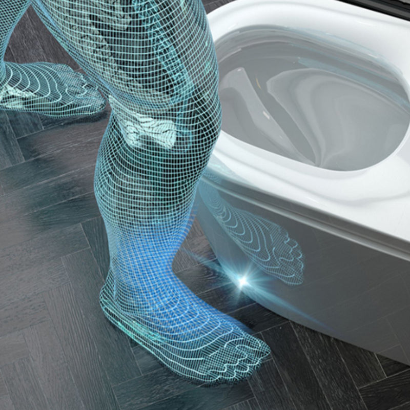 Modern Floor Mount Flush Toilet Heated Seat Included White Toilet Bowl for Washroom