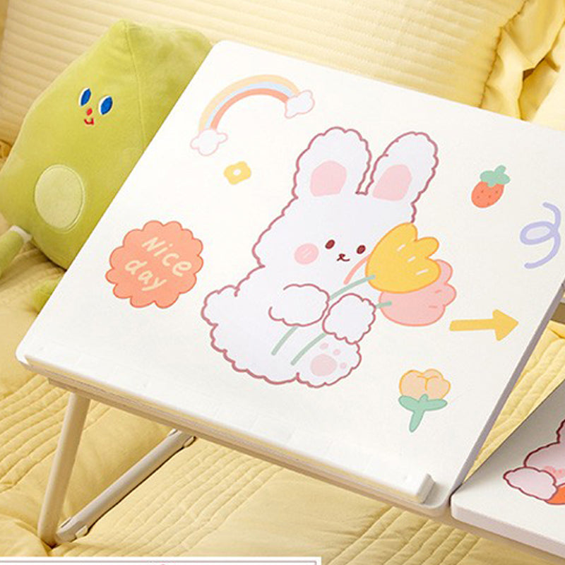 Metal and Wood Kid's Desk White and Pink Foldable Writing Desk for Home