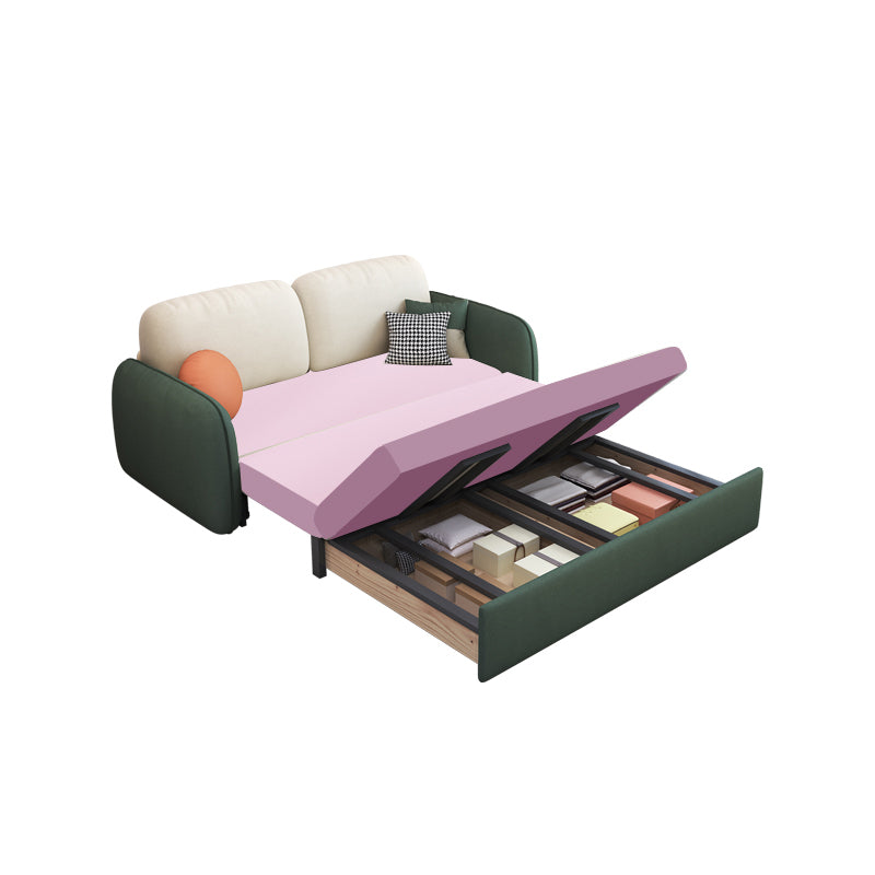 32" Wide Contemporary Sofa Futon Faux Leather White Sleeper Sofa