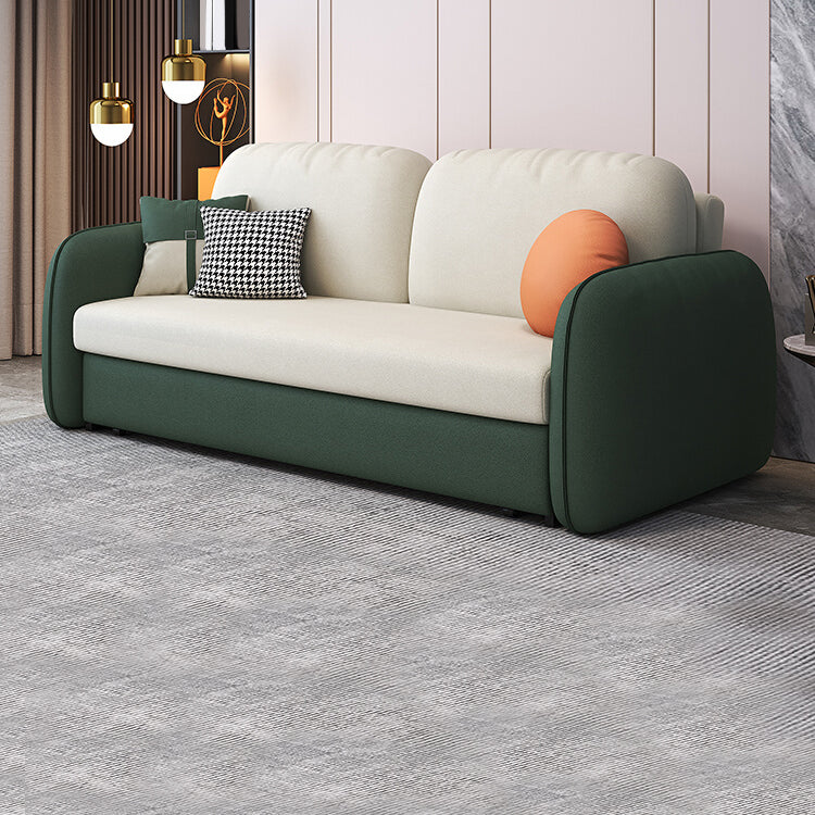 32" Wide Contemporary Sofa Futon Faux Leather White Sleeper Sofa