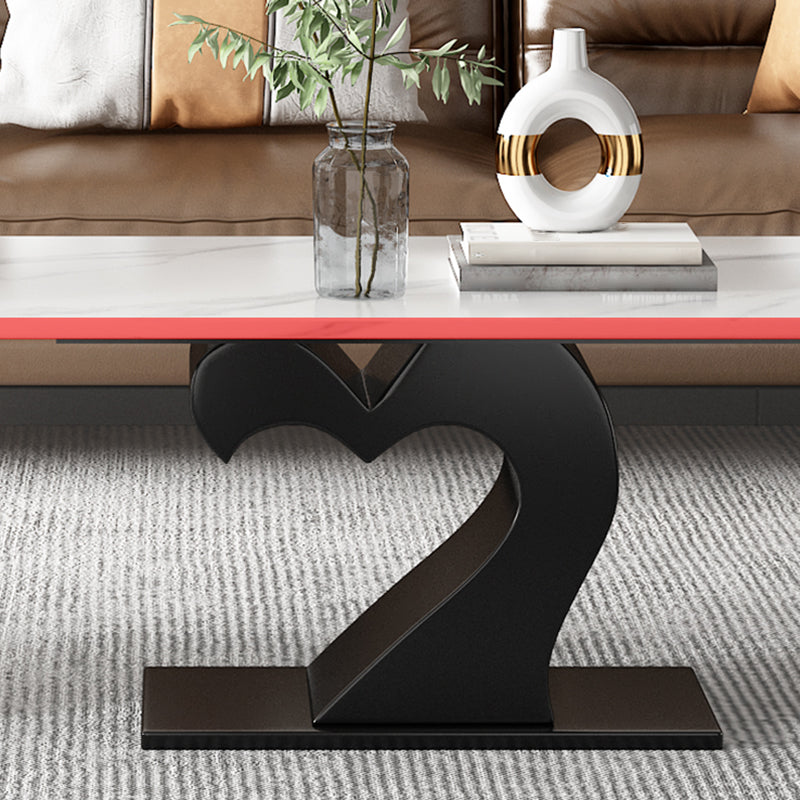 Abstract Coffee Table Set Contemporary Stone Top Cocktail Table